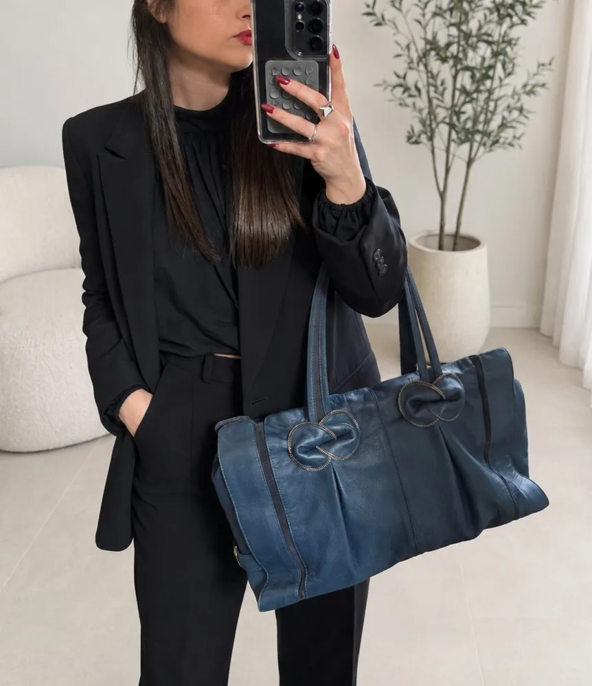 Bolsa original See By Chloé couro genuíno azul