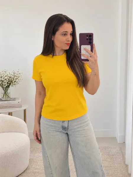 Blusa Jones New York  algodão amarela