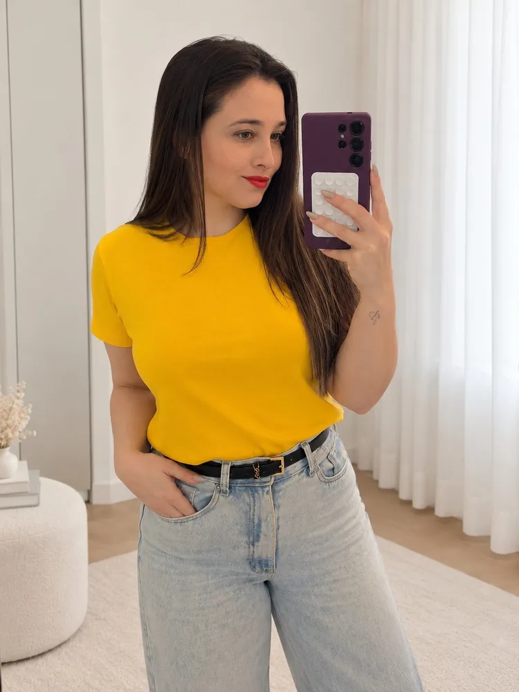 Blusa Jones New York  algodão amarela