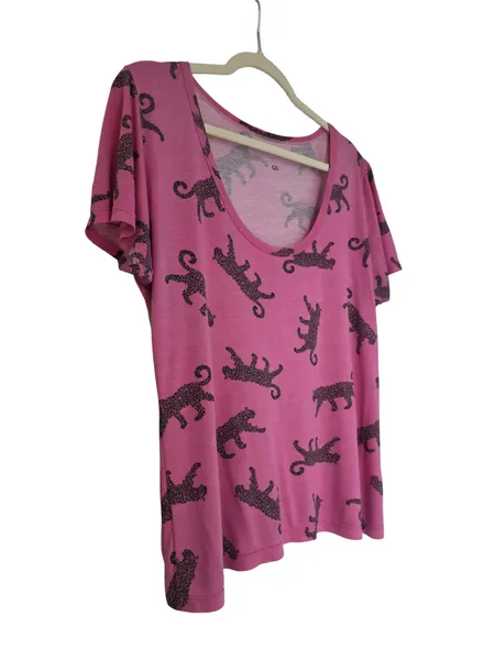 Blusa Rosa Estampa Felinos GG