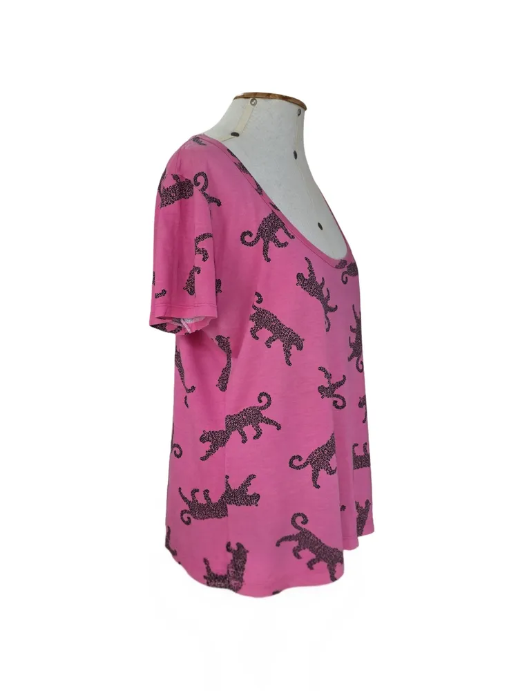 Blusa Rosa Estampa Felinos GG