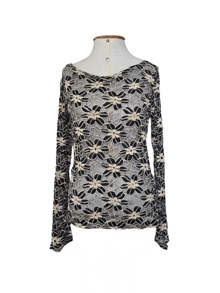blusa sweet girl renda floral preta segunda pele