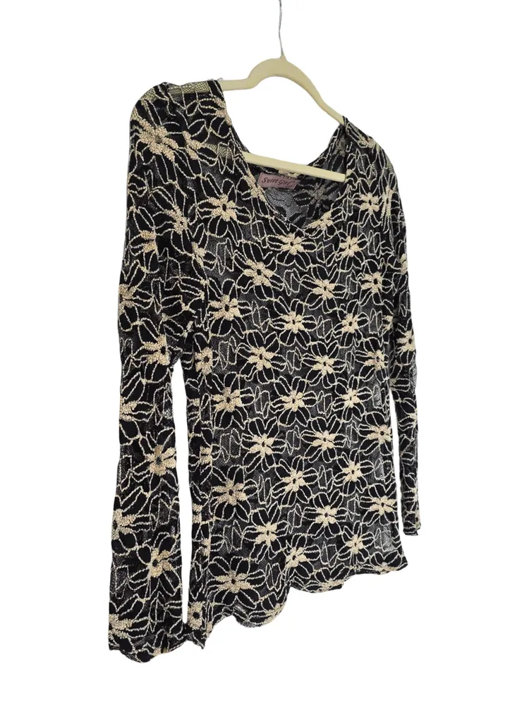 blusa sweet girl renda floral preta segunda pele