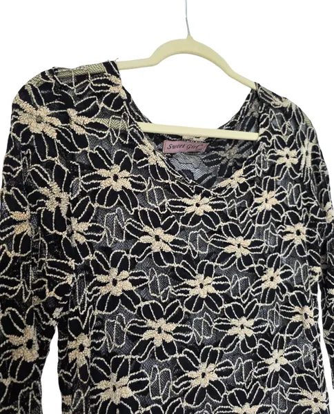 blusa sweet girl renda floral preta segunda pele