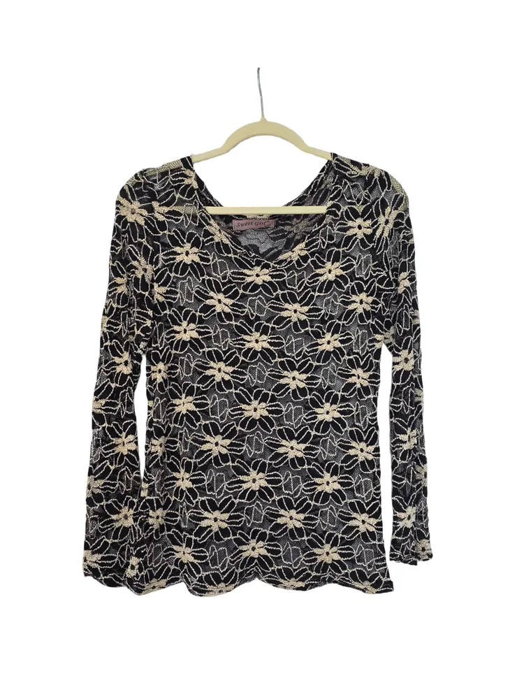 blusa sweet girl renda floral preta segunda pele