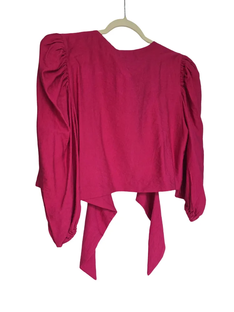 blusa cropped fancy dbz rosa m com etiqueta