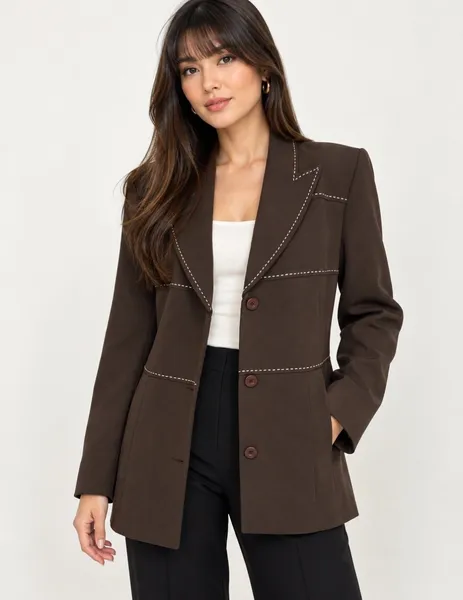 blazer feminino vintage de casta couture marrom chocolate