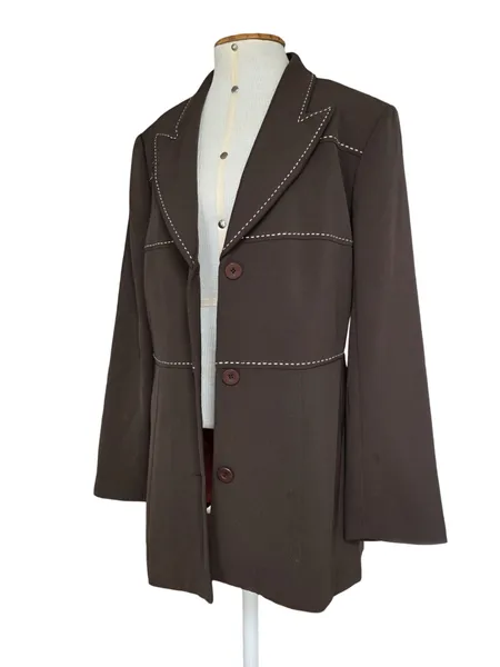 blazer feminino vintage de casta couture marrom chocolate