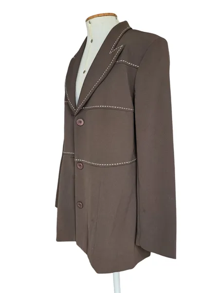 blazer feminino vintage de casta couture marrom chocolate