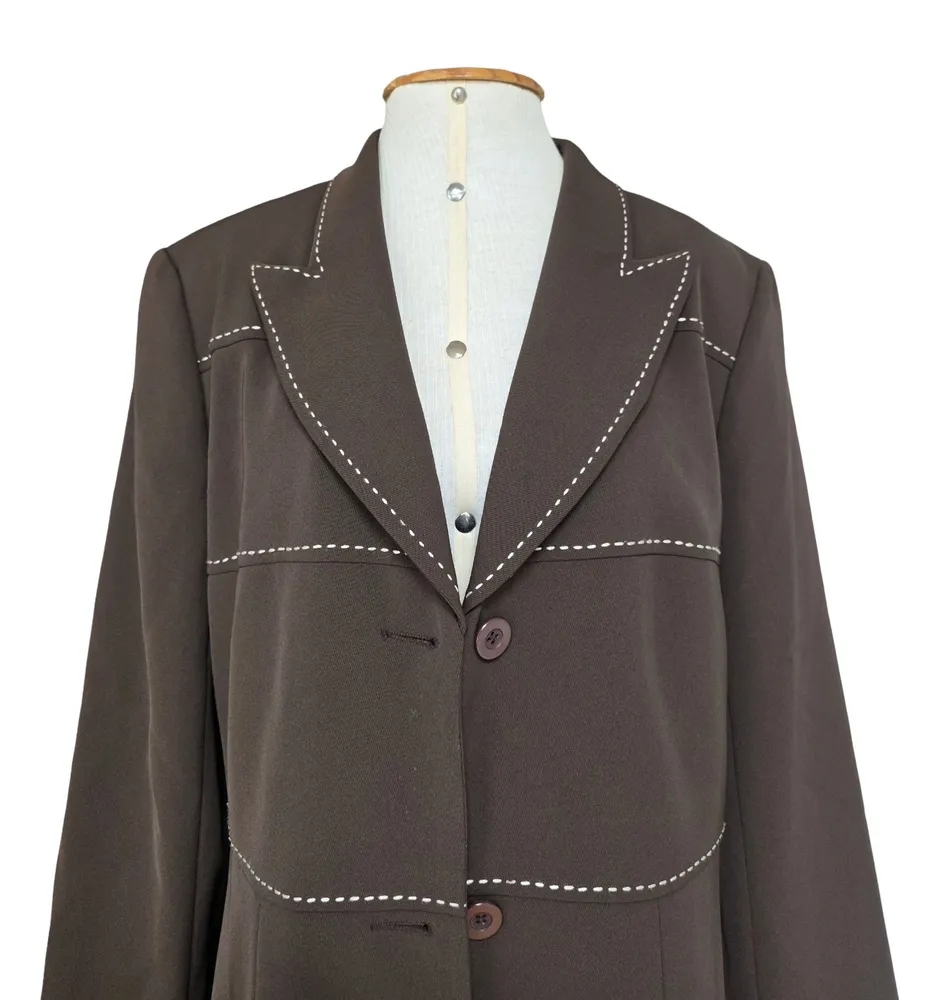 blazer feminino vintage de casta couture marrom chocolate