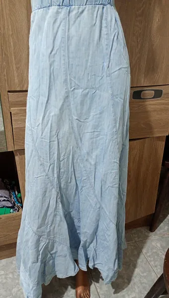 Saia arestta estilo jeans longa com elástico tamanho M