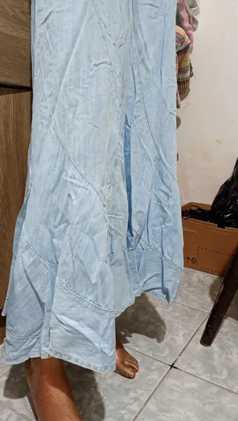 Saia arestta estilo jeans longa com elástico tamanho M