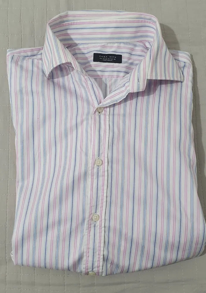 camisa social zara man listrada p