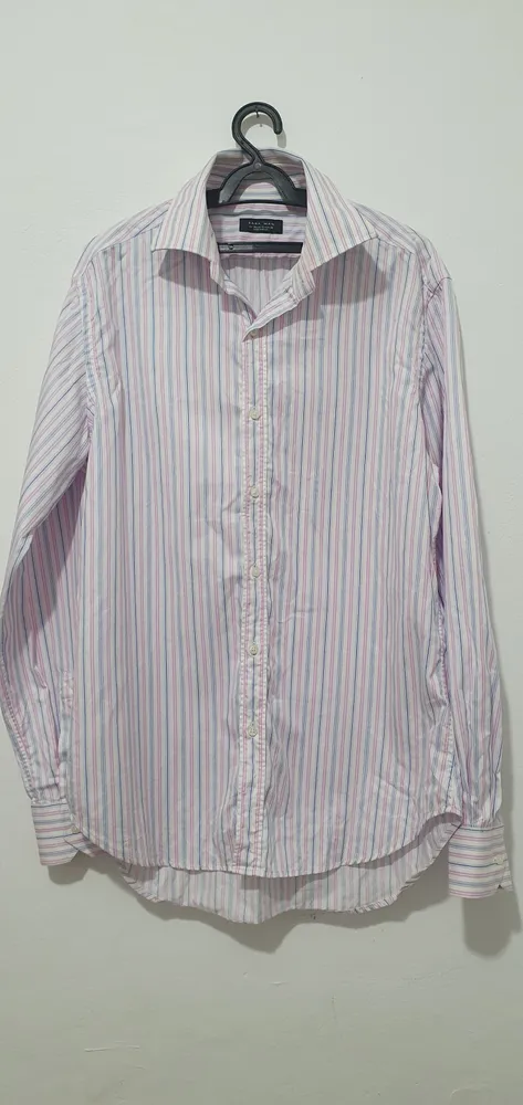 camisa social zara man listrada p