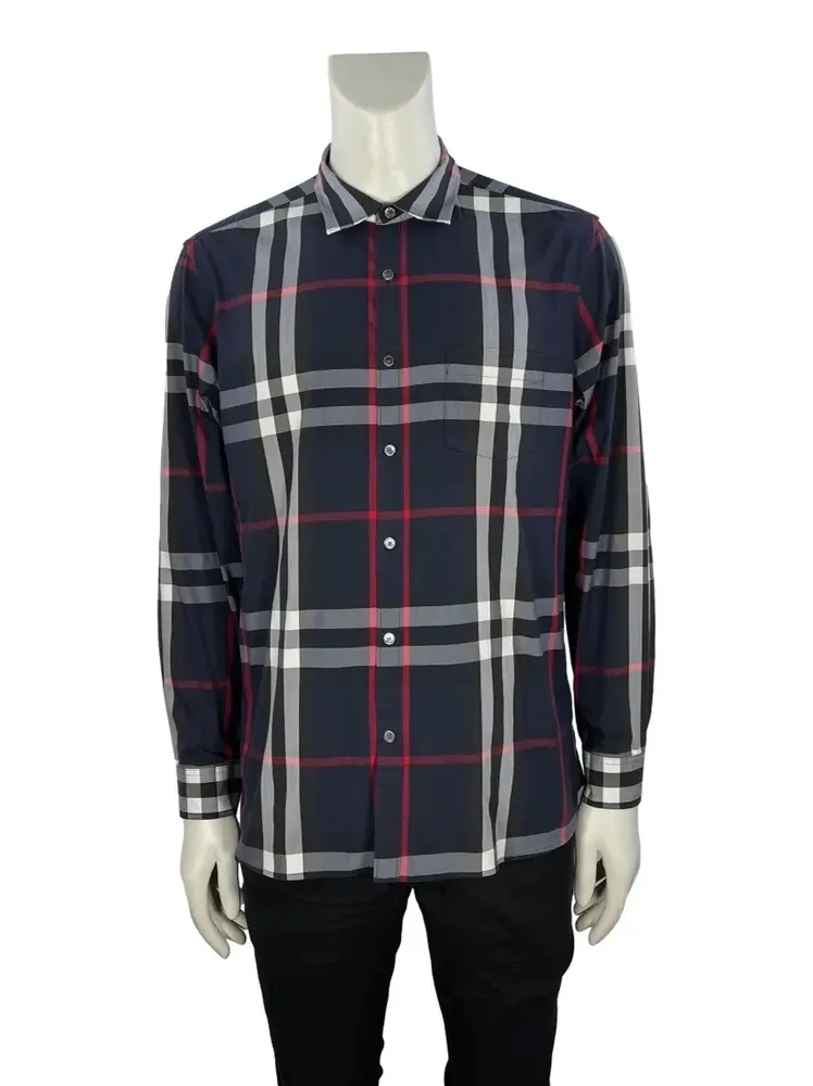 Camisa Burberry Nelson Xadrez Azul Original