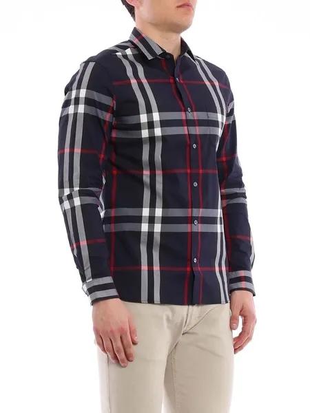 Camisa Burberry Nelson Xadrez Azul Original