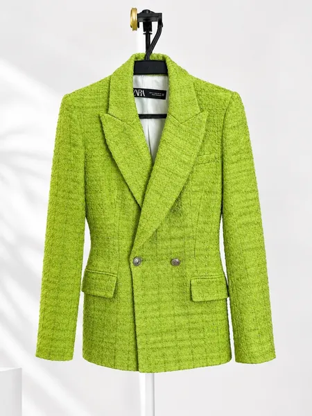 Blazer Zara Tweed Verde PP