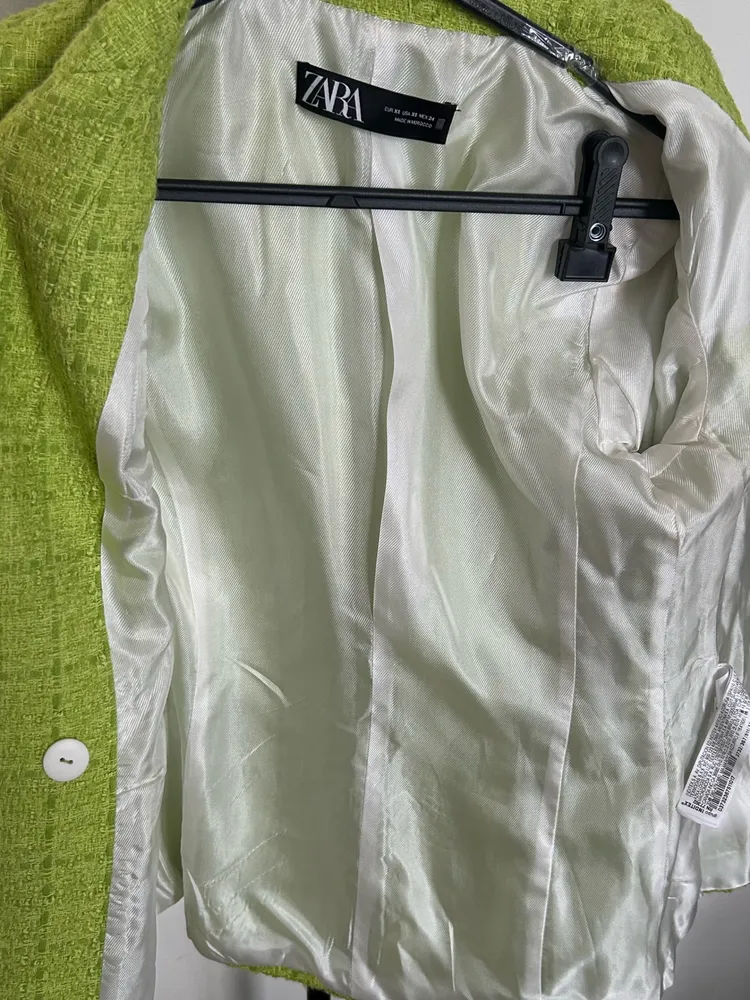 Blazer Zara Tweed Verde PP
