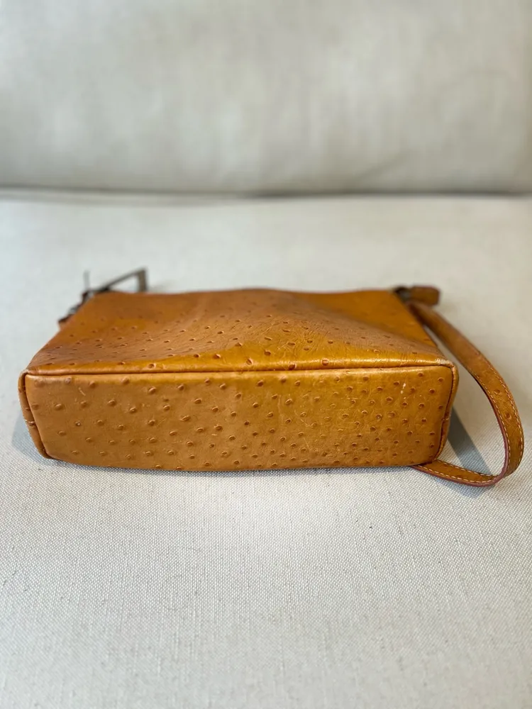 Bolsa Baguette Ostrich de Couro Smartbag
