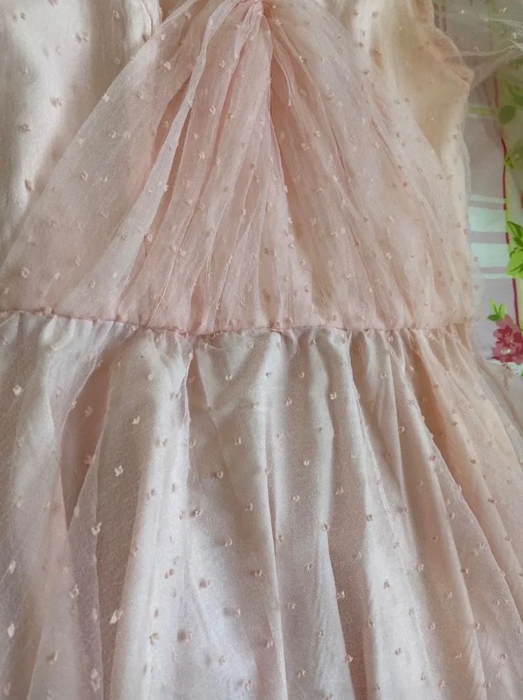 Vestido longo manga bufante tule
