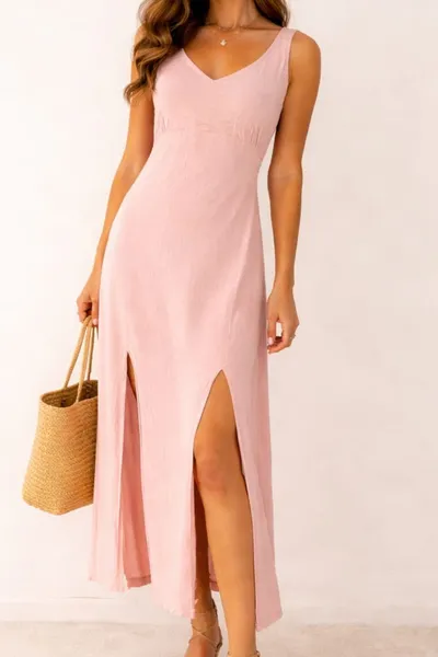 Vestido midi rosa G