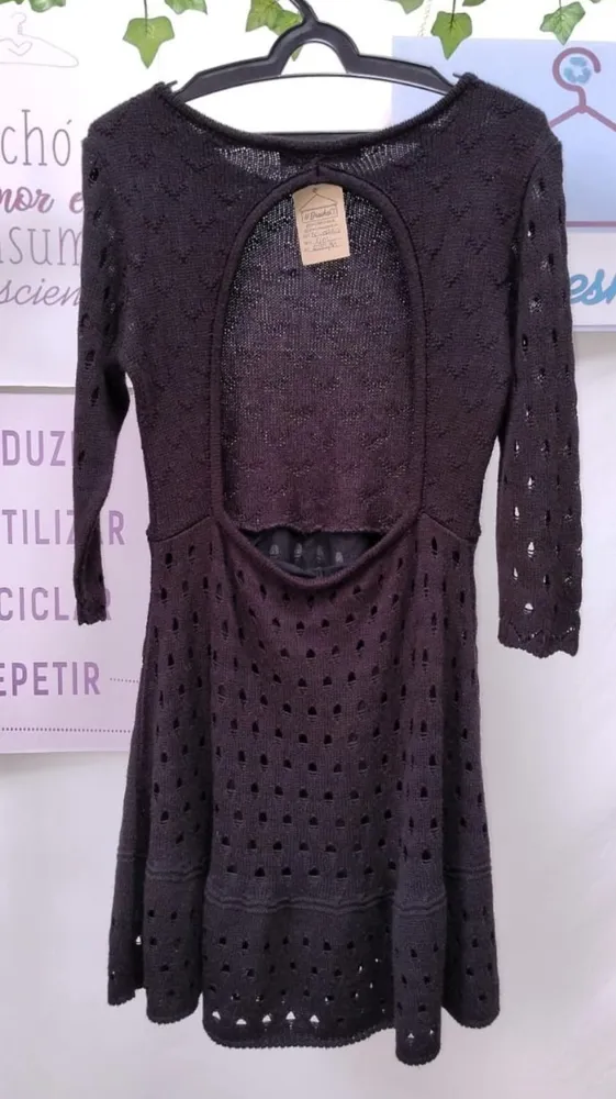 Vestido Carmen Steffens preto tricot P/M