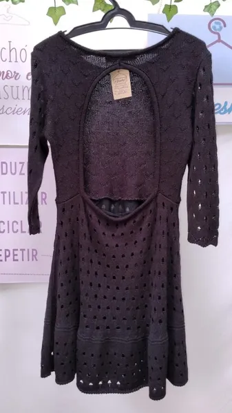 Vestido Carmen Steffens preto tricot P/M