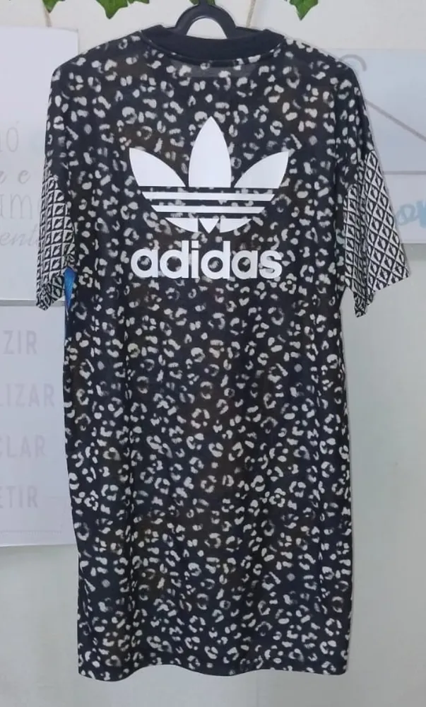Vestido azul/preto folhagens P/M