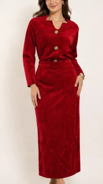 Conjunto blazer e saia aveludado M