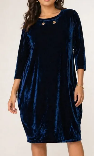 Vestido aveludado azul marinho M