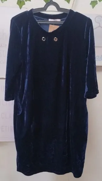 Vestido aveludado azul marinho M
