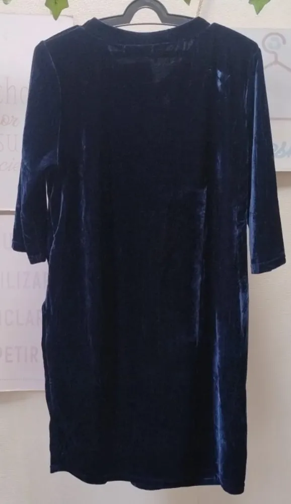 Vestido aveludado azul marinho M
