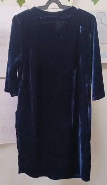 Vestido aveludado azul marinho M