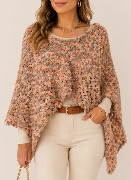Poncho tricot tamanho único