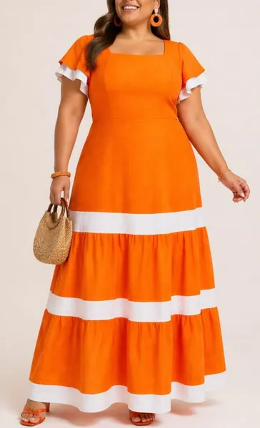 Vestido 3 marias laranja G