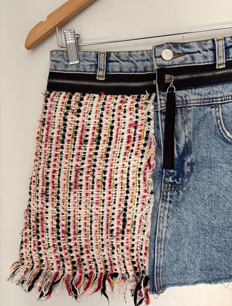 saia jeans mini zara customizada