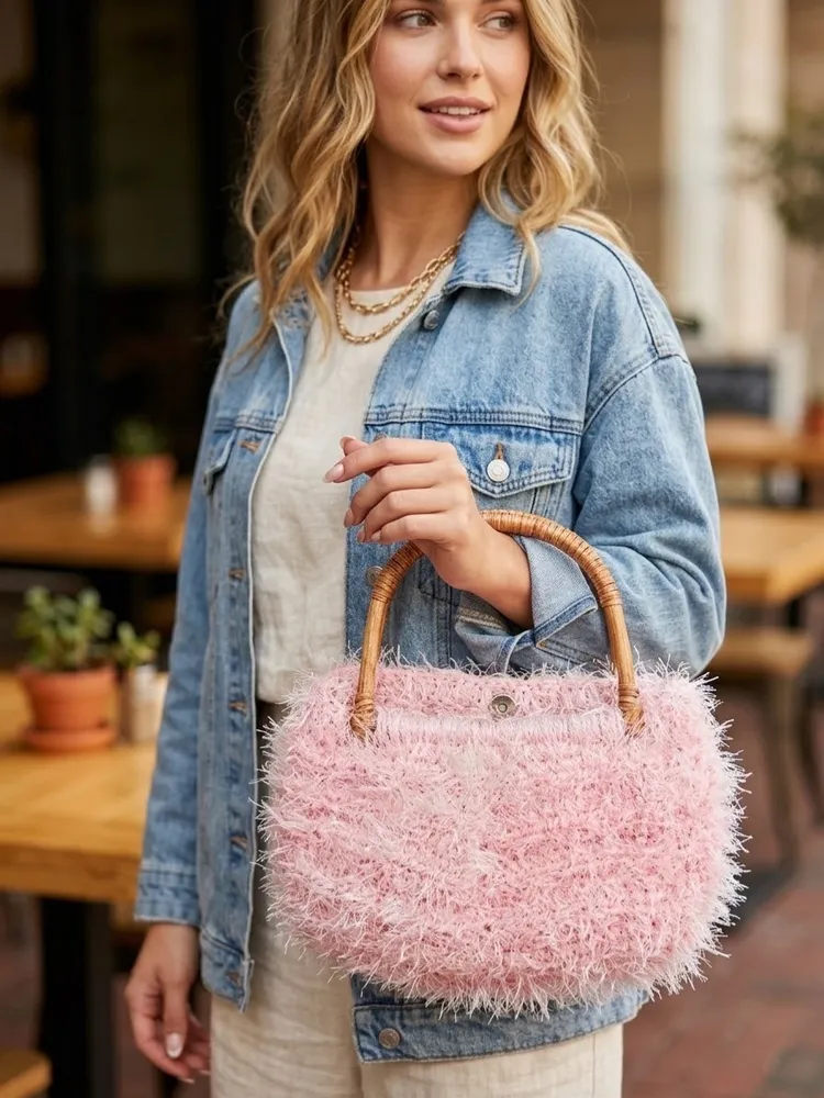 bolsa de pelinhos rosa chiclete