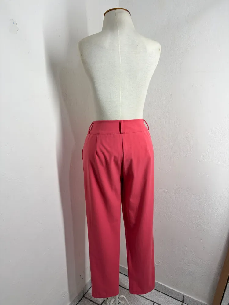 CALÇA ALFAIATARIA FEM. ROSA CINT. ALTA