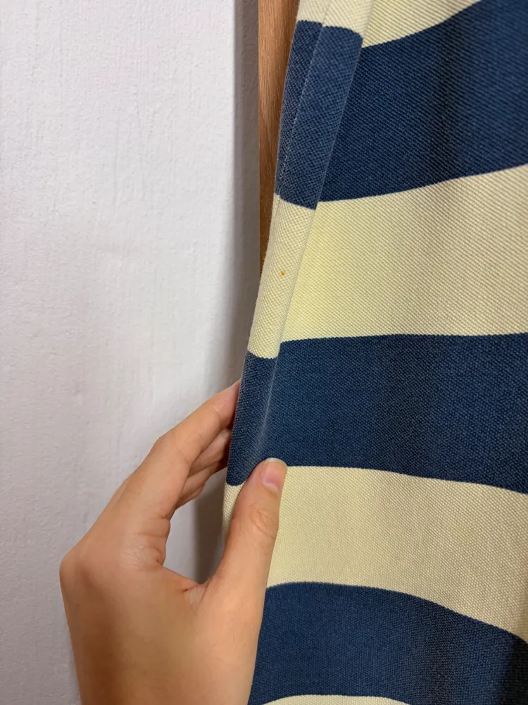 CAMISA MASC. GL. POLO LISTRADA AMARELO & AZUL MG. CURTA