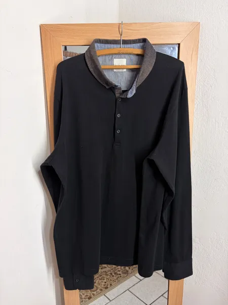 CAMISA MASC. GL. POLO ALGODON PRETA MG. COMPRIDA