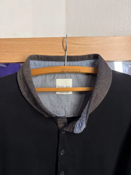 CAMISA MASC. GL. POLO ALGODON PRETA MG. COMPRIDA