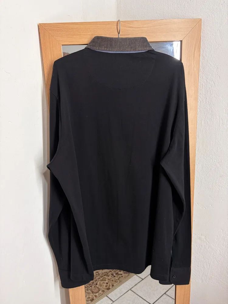 CAMISA MASC. GL. POLO ALGODON PRETA MG. COMPRIDA
