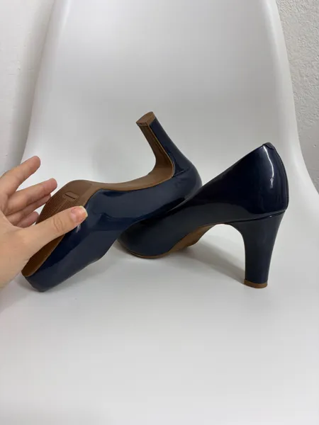 SCARPIN SLT. MEIA PATA AZUL VERNIZ