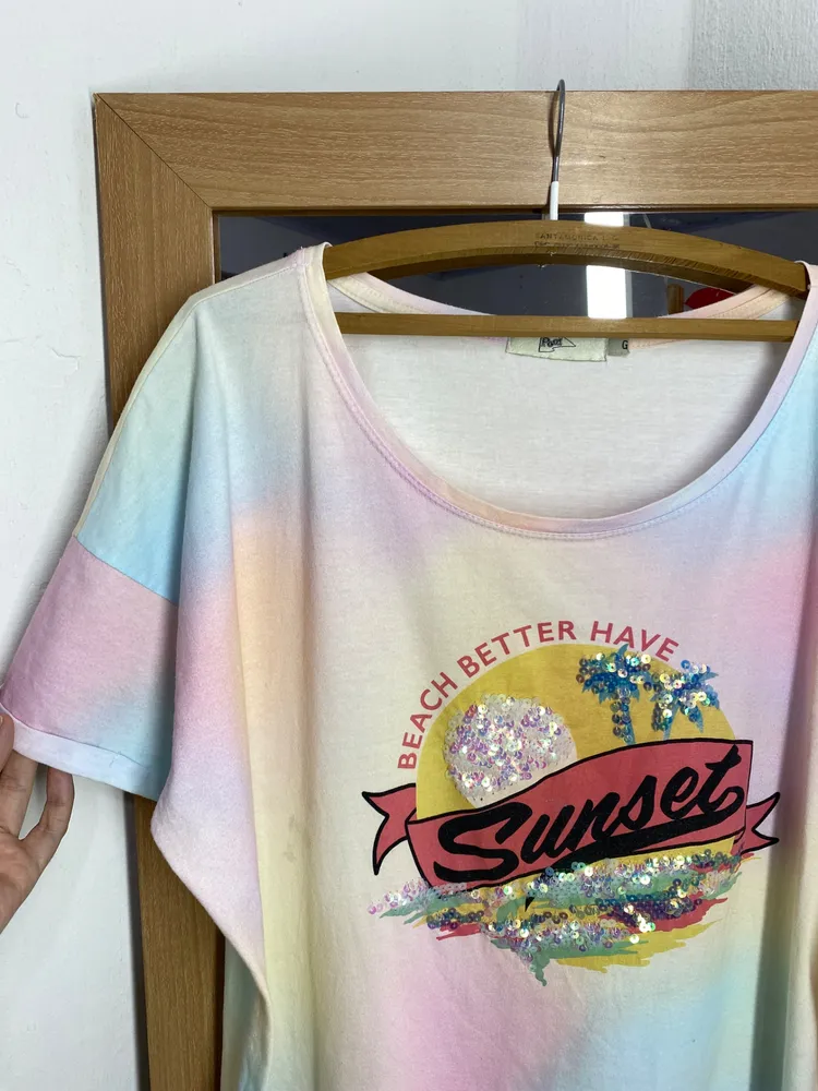T-SHIRT TIE DYE BEACH BETTER HAVE SUNSET MG. CURTA