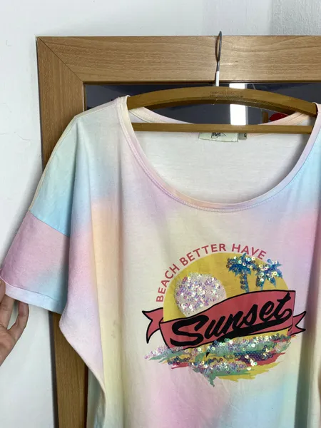 T-SHIRT TIE DYE BEACH BETTER HAVE SUNSET MG. CURTA