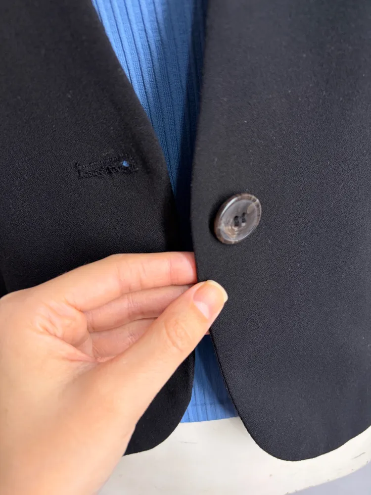 BLAZER FEM. SLIM FIT FRUFRU LATERAL MG. LONGA BLACK