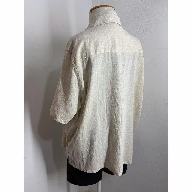 CAMISA MASC. LINEN BLEND MG. CURTA