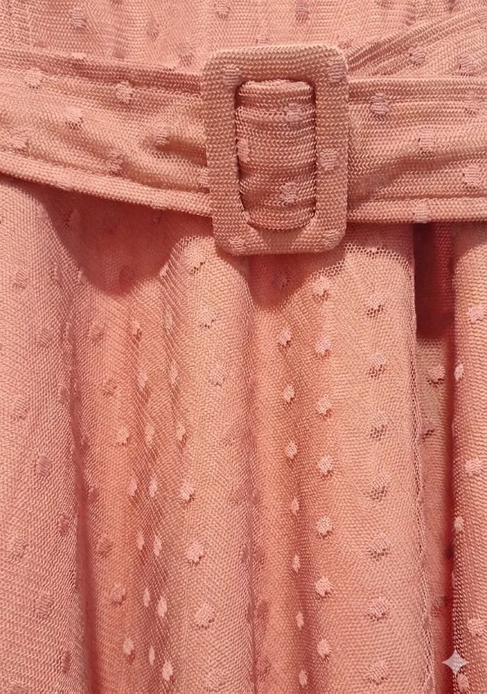 vestido de fezta Rosa com tule com poá