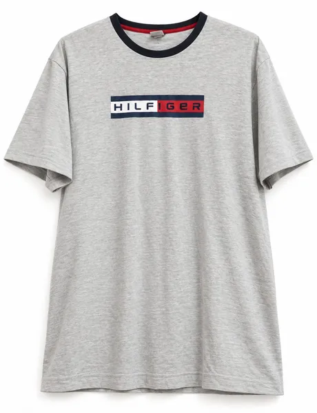 camiseta tommy hilfiger de algodão na cor cinza,Tam M