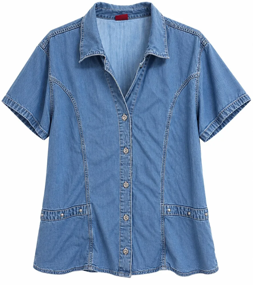 Camisa jeans feminina Tam G